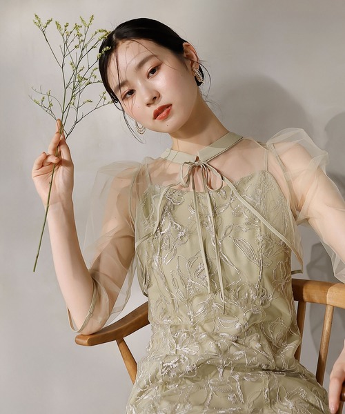 kana カナ オケージョン ドレス ボレロセットキャミワンピース チュールボレロ 花柄刺繍キャミワンピース 2点セット パーティー