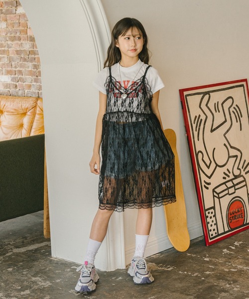 URBAN CHERRY（アーバンチェリー）の「【MELTY BUNNY/メルティバニー】レースキャミワンピース+ロゴデザインちびTシャツ（Tシャツ/カットソー・キッズ・ホワイト/ピンク/ブルー・XS/S/M）」の21枚目の写真