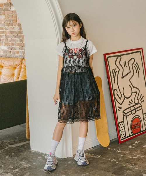 URBAN CHERRY（アーバンチェリー）の「【MELTY BUNNY/メルティバニー】レースキャミワンピース+ロゴデザインちびTシャツ（Tシャツ/カットソー・キッズ・ホワイト/ピンク/ブルー・XS/S/M）」の22枚目の写真