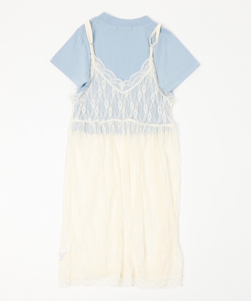 URBAN CHERRY（アーバンチェリー）の「【MELTY BUNNY/メルティバニー】レースキャミワンピース+ロゴデザインちびTシャツ（Tシャツ/カットソー・キッズ・ホワイト/ピンク/ブルー・XS/S/M）」の8枚目の写真