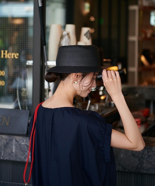 Jines（ジネス）の「バケットハット【Benelli Montacone/ベネリモンタコーネ】（ハット・レディース・グレー/ブラック・フリー）」の4枚目の写真