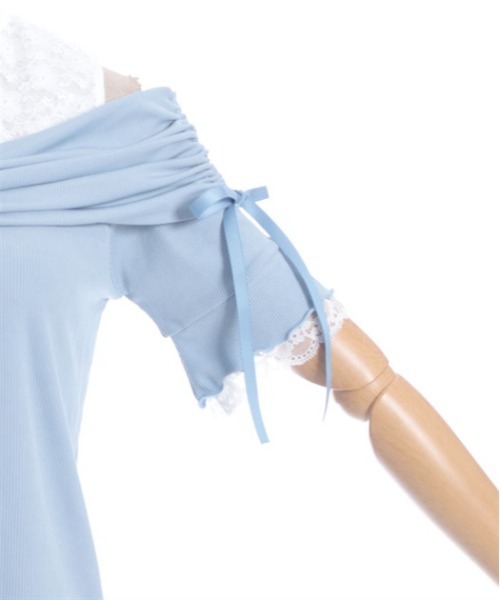 axes femme POETIQUE（アクシーズファムポエティック）の「リボンデザイン肩あきプルオーバー（Tシャツ/カットソー・レディース・サックスブルー/ブラック/ピンク・MEDIUM）」の22枚目の写真