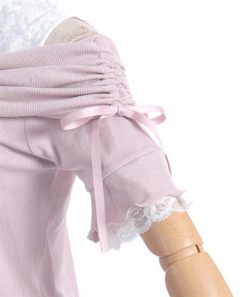 axes femme POETIQUE（アクシーズファムポエティック）の「リボンデザイン肩あきプルオーバー（Tシャツ/カットソー・レディース・サックスブルー/ブラック/ピンク・MEDIUM）」の14枚目の写真