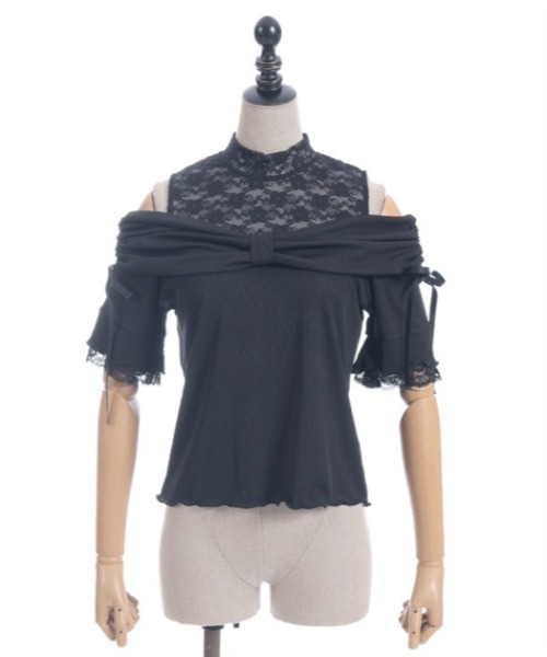 axes femme POETIQUE（アクシーズファムポエティック）の「リボンデザイン肩あきプルオーバー（Tシャツ/カットソー・レディース・サックスブルー/ブラック/ピンク・MEDIUM）」の12枚目の写真