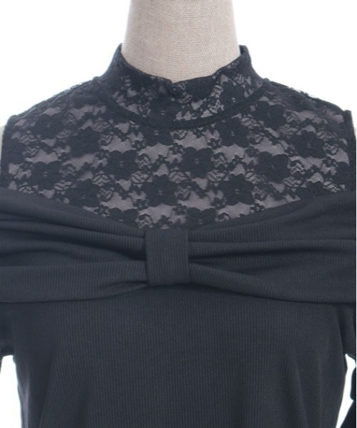 axes femme POETIQUE（アクシーズファムポエティック）の「リボンデザイン肩あきプルオーバー（Tシャツ/カットソー・レディース・サックスブルー/ブラック/ピンク・MEDIUM）」の9枚目の写真