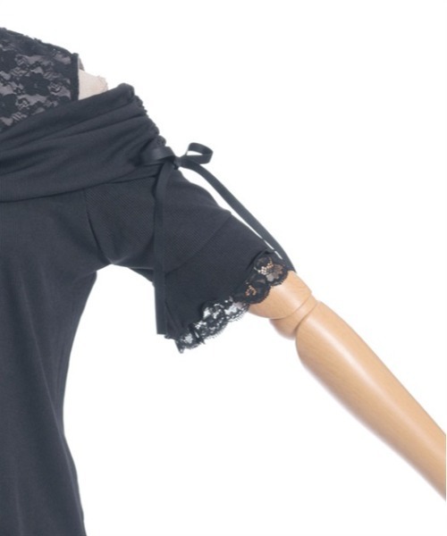 axes femme POETIQUE（アクシーズファムポエティック）の「リボンデザイン肩あきプルオーバー（Tシャツ/カットソー・レディース・サックスブルー/ブラック/ピンク・MEDIUM）」の4枚目の写真