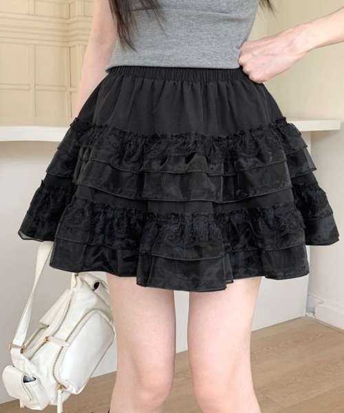BRAVERYROSES金ボタン×Black レースフリルミニスカート平成ギャル BRAVERYROSES金ボタン×Black レースフリルミニスカート平成