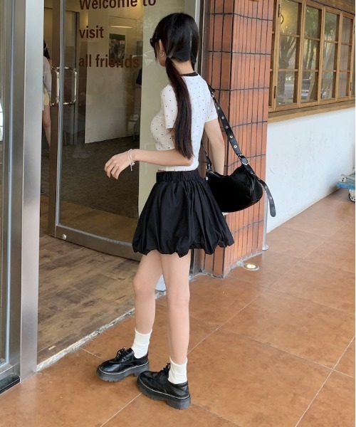 WEGO(ウィゴー)の「WEGO/ドット柄リンガーTシャツ(Tシャツ/カットソー・レディース・ホワイト/ブラック・MEDIUM/SMALL)」の7枚目の写真