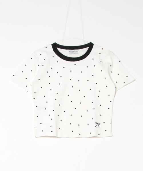 WEGO(ウィゴー)の「WEGO/ドット柄リンガーTシャツ(Tシャツ/カットソー・レディース・ホワイト/ブラック・MEDIUM/SMALL)」の15枚目の写真