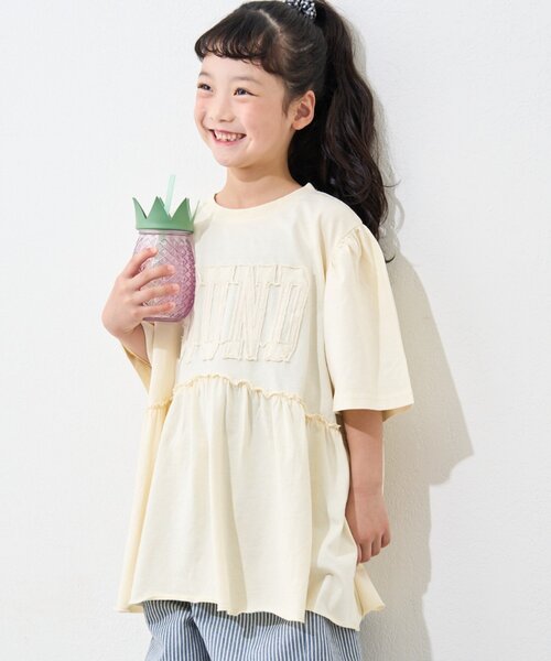 CIAOPANIC TYPY(チャオパニックティピー)の「【KIDS】ピグメントパフスリーブチュニック風ミニワンピ(ワンピース・キッズ・アイボリー/チャコールグレー/グレー/ブルー/レッド・SMALL/MEDIUM/LARGE/X-LARGE/XX-LARGE)」の2枚目の写真