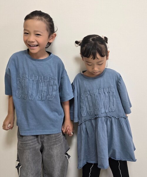 CIAOPANIC TYPY(チャオパニックティピー)の「【KIDS】ピグメントパフスリーブチュニック風ミニワンピ(ワンピース・キッズ・アイボリー/チャコールグレー/グレー/ブルー/レッド・SMALL/MEDIUM/LARGE/X-LARGE/XX-LARGE)」の9枚目の写真