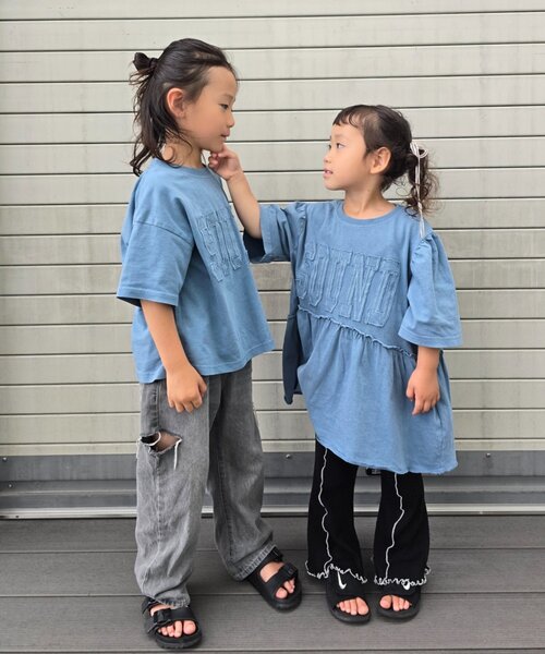 CIAOPANIC TYPY(チャオパニックティピー)の「【KIDS】ピグメントパフスリーブチュニック風ミニワンピ(ワンピース・キッズ・アイボリー/チャコールグレー/グレー/ブルー/レッド・SMALL/MEDIUM/LARGE/X-LARGE/XX-LARGE)」の18枚目の写真