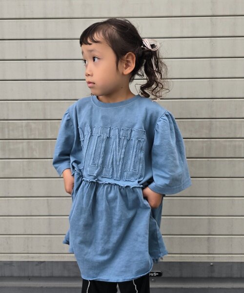 CIAOPANIC TYPY(チャオパニックティピー)の「【KIDS】ピグメントパフスリーブチュニック風ミニワンピ(ワンピース・キッズ・アイボリー/チャコールグレー/グレー/ブルー/レッド・SMALL/MEDIUM/LARGE/X-LARGE/XX-LARGE)」の20枚目の写真