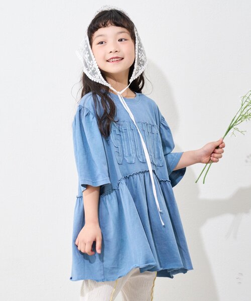 ■PICCOLA■【3COL】タックシャーリングパフスリワンピース SUMMER-SALE ネックパール トリミング パフ袖 ワンピース Liala