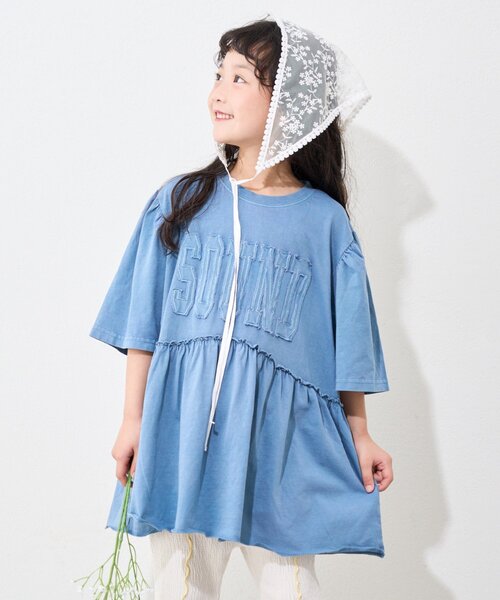 CIAOPANIC TYPY(チャオパニックティピー)の「【KIDS】ピグメントパフスリーブチュニック風ミニワンピ(ワンピース・キッズ・アイボリー/チャコールグレー/グレー/ブルー/レッド・SMALL/MEDIUM/LARGE/X-LARGE/XX-LARGE)」の7枚目の写真