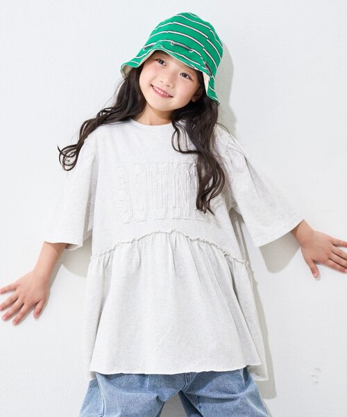 CIAOPANIC TYPY(チャオパニックティピー)の「【KIDS】ピグメントパフスリーブチュニック風ミニワンピ(ワンピース・キッズ・アイボリー/チャコールグレー/グレー/ブルー/レッド・SMALL/MEDIUM/LARGE/X-LARGE/XX-LARGE)」の8枚目の写真