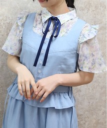 axes femme（アクシーズファム）の「花柄フリルシアーブラウス（シャツ/ブラウス）」