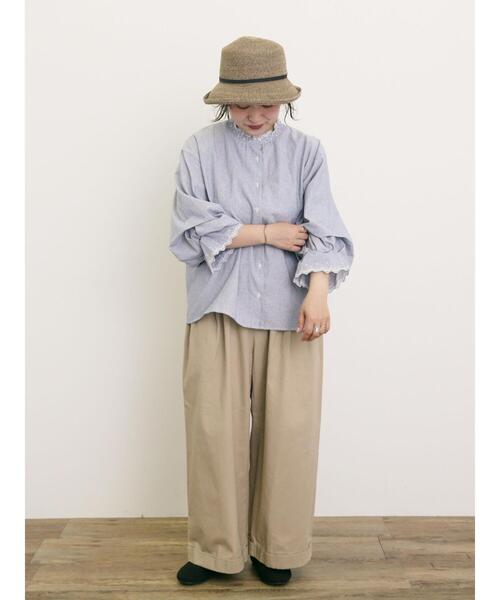 Samansa Mos2（サマンサ モスモス）の「襟レースシャーリング袖タックブラウス（シャツ/ブラウス・レディース・ブルー/チャコールグレー/パープル/ミント/オフホワイト・F）」の9枚目の写真