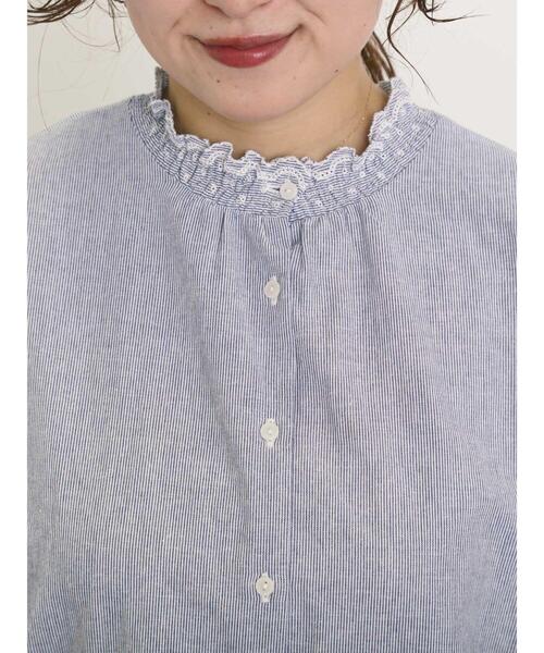 Samansa Mos2（サマンサ モスモス）の「襟レースシャーリング袖タックブラウス（シャツ/ブラウス・レディース・ブルー/チャコールグレー/パープル/ミント/オフホワイト・F）」の13枚目の写真