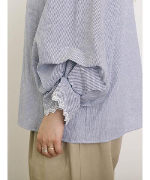 Samansa Mos2（サマンサ モスモス）の「襟レースシャーリング袖タックブラウス（シャツ/ブラウス・レディース・ブルー/チャコールグレー/パープル/ミント/オフホワイト・F）」の16枚目の写真