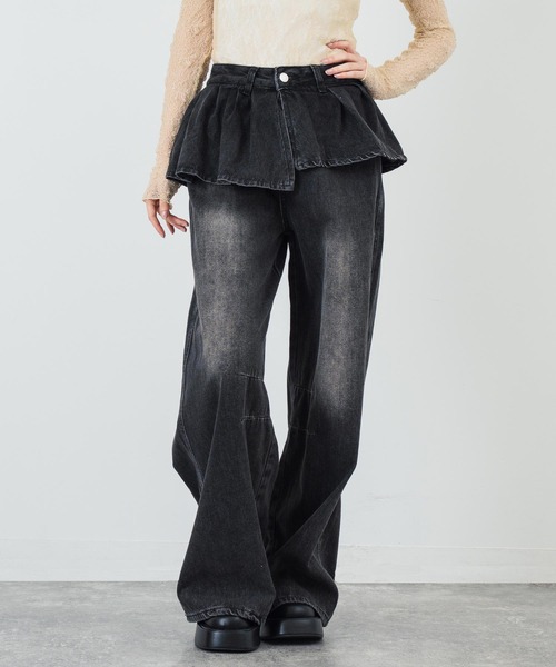 ANAP（アナップ）の「スカートレイヤードデザインワイドデニムパンツ（デニムパンツ・レディース・ブラック/ブルー・M/S）」の21枚目の写真