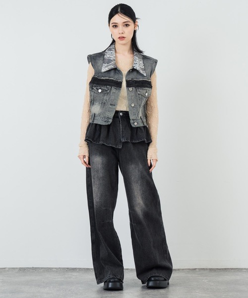 ANAP（アナップ）の「スカートレイヤードデザインワイドデニムパンツ（デニムパンツ・レディース・ブラック/ブルー・M/S）」の15枚目の写真