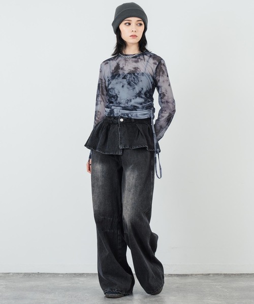 ANAP（アナップ）の「スカートレイヤードデザインワイドデニムパンツ（デニムパンツ・レディース・ブラック/ブルー・M/S）」の17枚目の写真