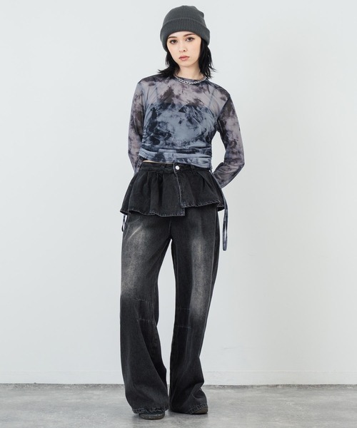 ANAP（アナップ）の「スカートレイヤードデザインワイドデニムパンツ（デニムパンツ・レディース・ブラック/ブルー・M/S）」の18枚目の写真