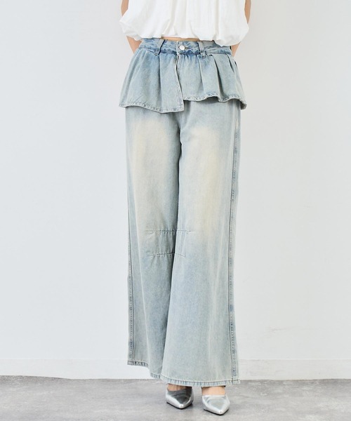 ANAP（アナップ）の「スカートレイヤードデザインワイドデニムパンツ（デニムパンツ・レディース・ブラック/ブルー・M/S）」の8枚目の写真