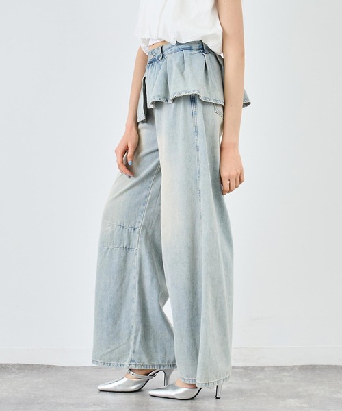 ANAP（アナップ）の「スカートレイヤードデザインワイドデニムパンツ（デニムパンツ・レディース・ブラック/ブルー・M/S）」の10枚目の写真