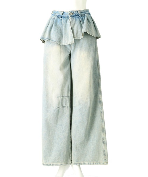 ANAP（アナップ）の「スカートレイヤードデザインワイドデニムパンツ（デニムパンツ・レディース・ブラック/ブルー・M/S）」の7枚目の写真