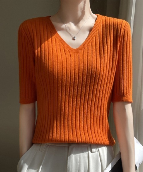 Beststore（ベストストア）の「トップス サマーニット ニットソー半袖（ニット/セーター・レディース・ベージュ/イエロー/ネイビー/ダークグレー/パープル/オレンジ/グリーン系その他/ホワイト/ピンク/キャメル/レッド/ライトベージュ/ブラック/ダークオリーブ/ローズ/ブルー/ダークグリーン・FREE）」の17枚目の写真
