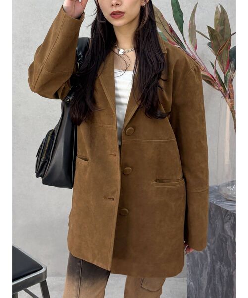 EVRIS（エヴリス）の「【スウェード】ヴィンテージライクジャケット（テーラードジャケット・レディース・ブラウン/ブラック/キャメル・FREE）」の3枚目の写真