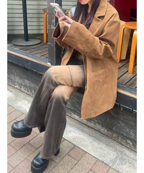 EVRIS（エヴリス）の「【スウェード】ヴィンテージライクジャケット（テーラードジャケット・レディース・ブラウン/ブラック/キャメル・FREE）」の8枚目の写真