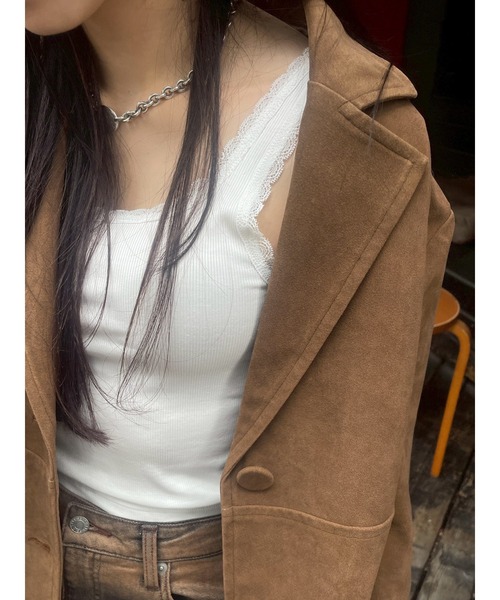 EVRIS（エヴリス）の「【スウェード】ヴィンテージライクジャケット（テーラードジャケット・レディース・ブラウン/ブラック/キャメル・FREE）」の10枚目の写真