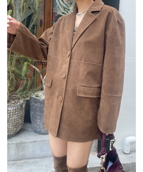 EVRIS（エヴリス）の「【スウェード】ヴィンテージライクジャケット（テーラードジャケット・レディース・ブラウン/ブラック/キャメル・FREE）」の11枚目の写真