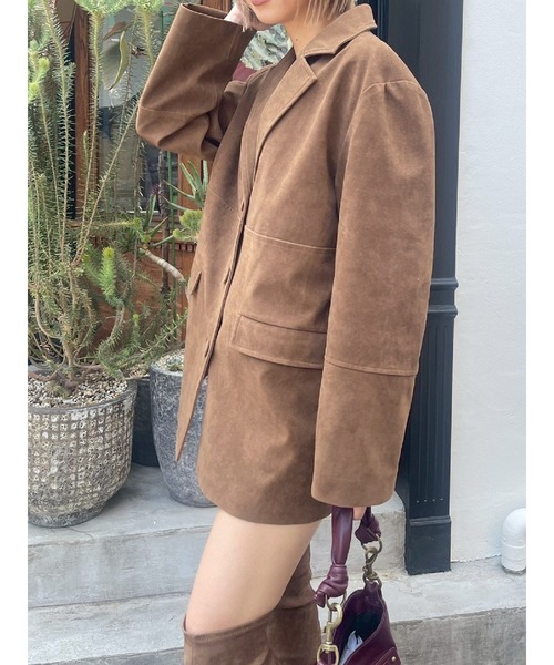 EVRIS（エヴリス）の「【スウェード】ヴィンテージライクジャケット（テーラードジャケット・レディース・ブラウン/ブラック/キャメル・FREE）」の12枚目の写真
