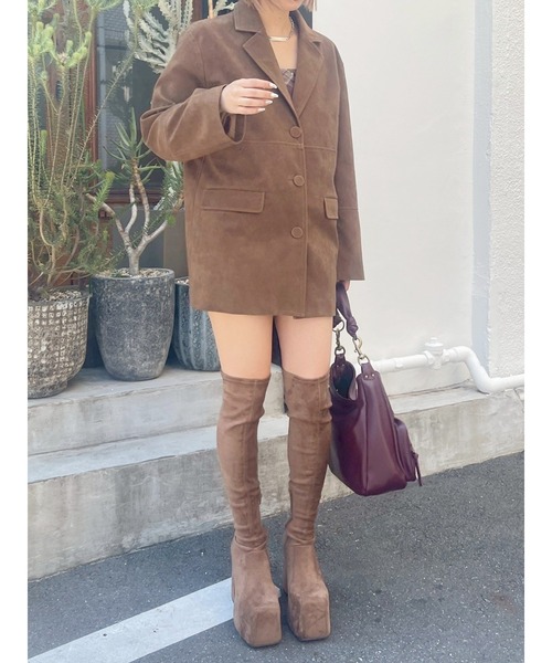 EVRIS（エヴリス）の「【スウェード】ヴィンテージライクジャケット（テーラードジャケット・レディース・ブラウン/ブラック/キャメル・FREE）」の18枚目の写真