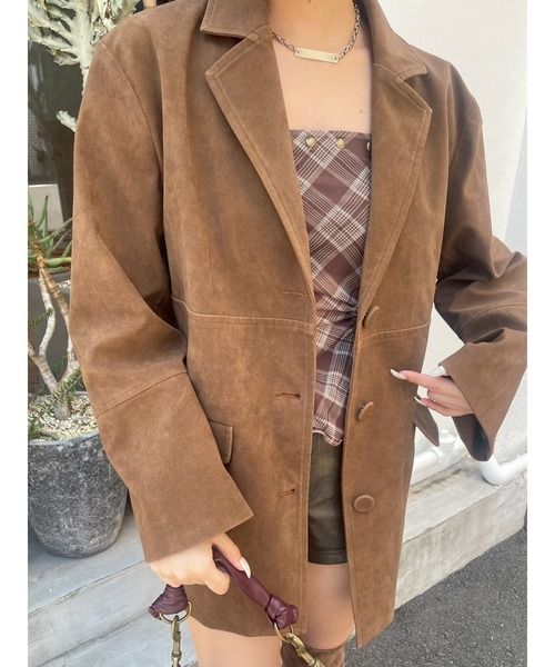 EVRIS（エヴリス）の「【スウェード】ヴィンテージライクジャケット（テーラードジャケット・レディース・ブラウン/ブラック/キャメル・FREE）」の16枚目の写真