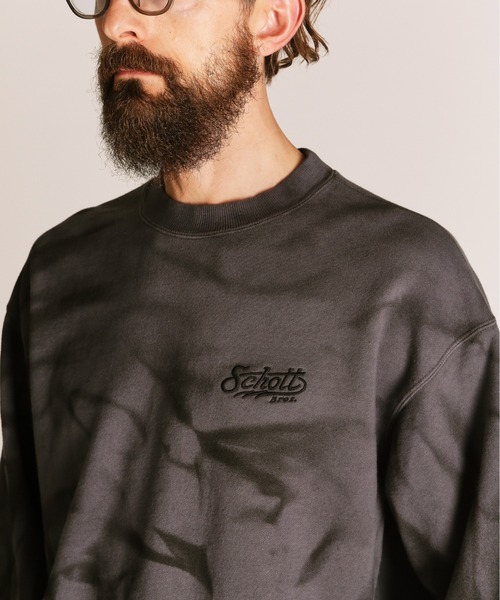 Schott(ショット)の「Schott/ショット/TIE-DYE BOLT LOGO CREW SWEAT/タイダイ ボルトロゴ クルースウェット(スウェット・メンズ・ブラック/ブルー・M/L/XL/2XL)」の5枚目の写真