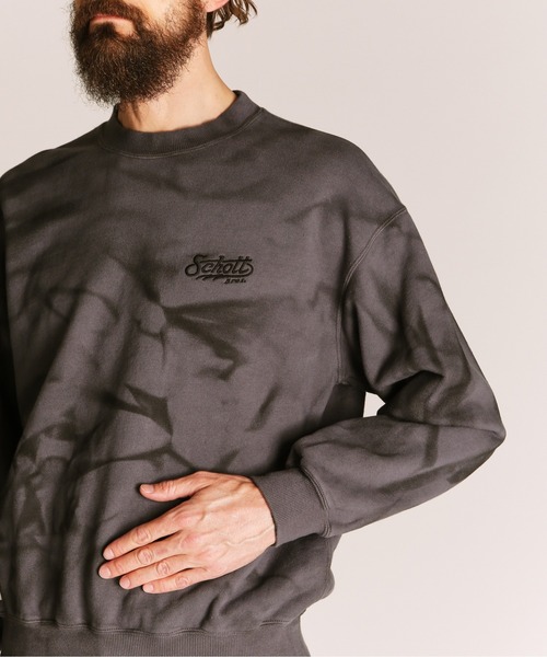 Schott(ショット)の「Schott/ショット/TIE-DYE BOLT LOGO CREW SWEAT/タイダイ ボルトロゴ クルースウェット(スウェット・メンズ・ブラック/ブルー・M/L/XL/2XL)」の6枚目の写真