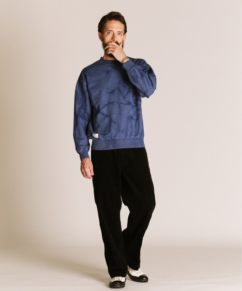 Schott(ショット)の「Schott/ショット/TIE-DYE BOLT LOGO CREW SWEAT/タイダイ ボルトロゴ クルースウェット(スウェット・メンズ・ブラック/ブルー・M/L/XL/2XL)」の9枚目の写真