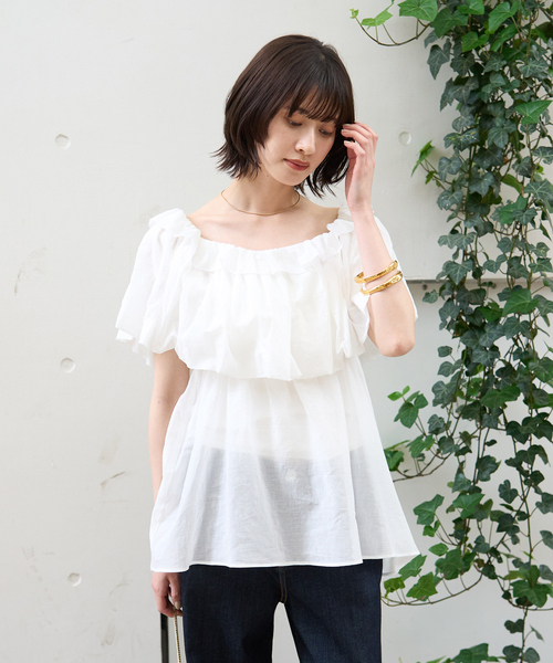 Rouge vif(ルージュヴィフ)の「オフショルバルーンブラウス(シャツ/ブラウス・レディース・ホワイト/ブラック・フリー)」の3枚目の写真