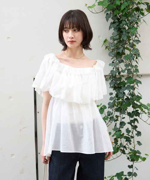 Rouge vif(ルージュヴィフ)の「オフショルバルーンブラウス(シャツ/ブラウス・レディース・ホワイト/ブラック・フリー)」の4枚目の写真