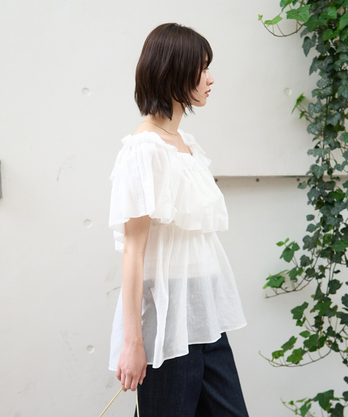 Rouge vif(ルージュヴィフ)の「オフショルバルーンブラウス(シャツ/ブラウス・レディース・ホワイト/ブラック・フリー)」の6枚目の写真