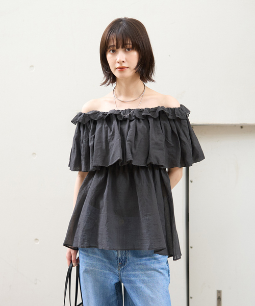 Rouge vif(ルージュヴィフ)の「オフショルバルーンブラウス(シャツ/ブラウス・レディース・ホワイト/ブラック・フリー)」の9枚目の写真