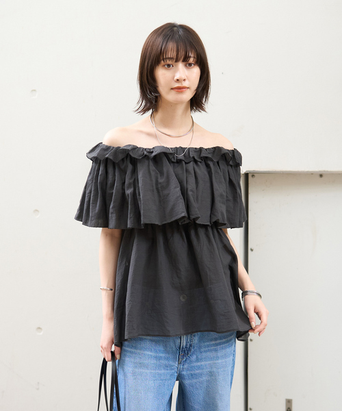 Rouge vif(ルージュヴィフ)の「オフショルバルーンブラウス(シャツ/ブラウス・レディース・ホワイト/ブラック・フリー)」の10枚目の写真