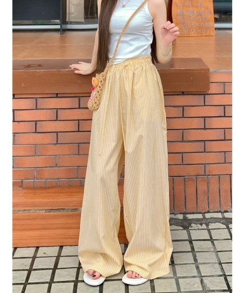 LADY LIKE(レディライク)の「ウエストゴムストライプワイドイージーパンツ(その他パンツ・レディース・ピンク/イエロー/サックスブルー・M)」の11枚目の写真