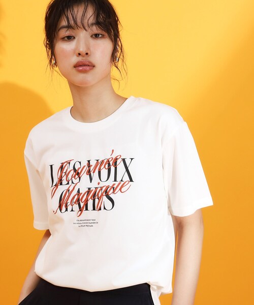 THE SHOP TK (ザ ショップ ティーケー )の「フォトアソートTシャツ【接触冷感/UV/毛玉になりにくい/洗濯機OK】(Tシャツ/カットソー・レディース・ブラック系/ピンク系4/ダークブラウン/ホワイト系6/オフホワイト/ホワイト系3・13/12)」の7枚目の写真