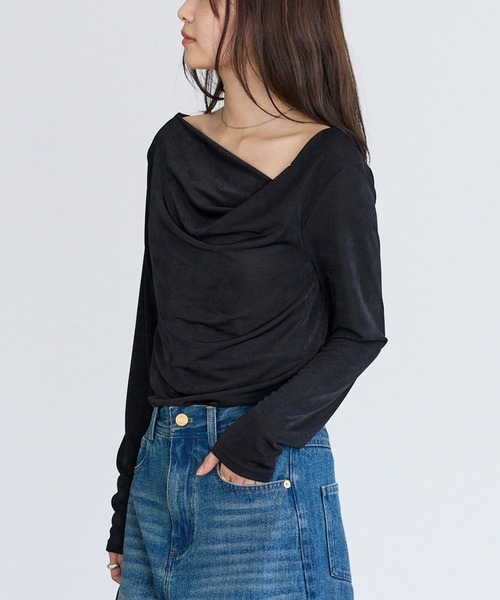 LAVEANGE(ラビアンジェ)の「ドレープネックプルオーバー(Tシャツ/カットソー・レディース・ブラック/イエロー/ブラウン・M/LL/3L/4L/5L)」の20枚目の写真